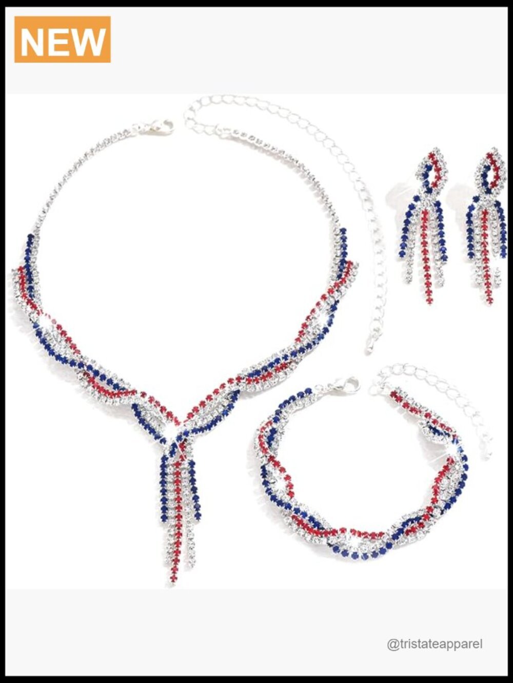 3-Piece Rhinestone Jewelry Set Earring Necklace Bracelet Gift